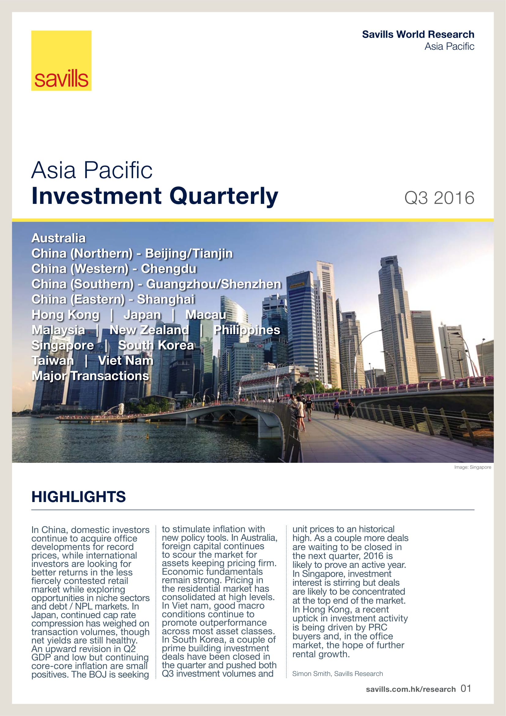 Asia Pacific Investment Quarterly | Q3 2016